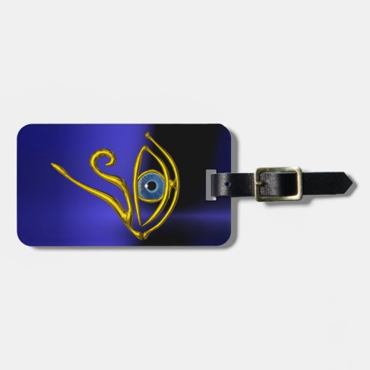 BLAUW TALISMAN/GOLD HORUS EYE BAGAGELABEL (Voorkant horizontaal)