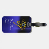 BLAUW TALISMAN/GOLD HORUS EYE BAGAGELABEL (Achterkant horizontaal)