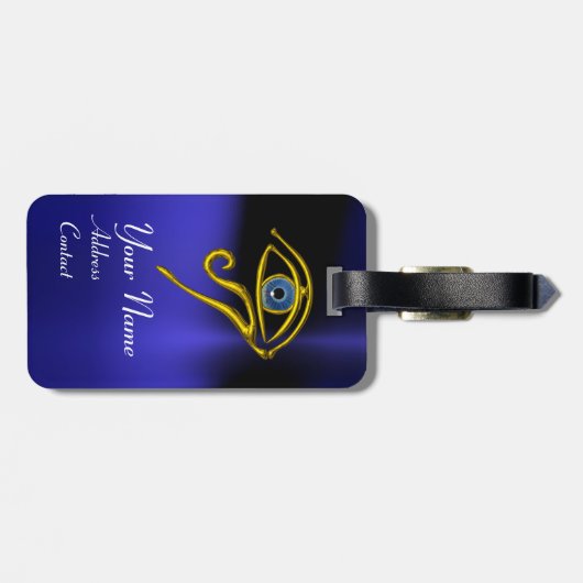 BLAUW TALISMAN/GOLD HORUS EYE BAGAGELABEL (Achterkant horizontaal)
