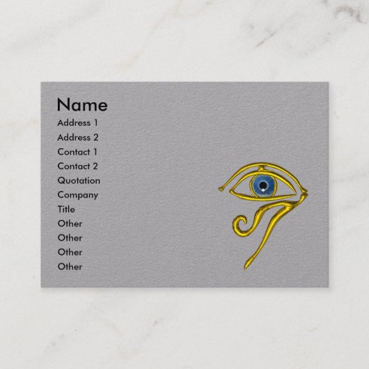 BLAUW TALISMAN Gold Horus Eye, grijs papier Visitekaartje (Voorkant)