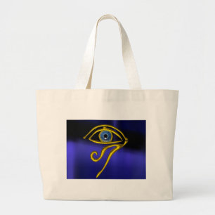 BLAUW TALISMAN/GOLD HORUS EYE GROTE TOTE BAG