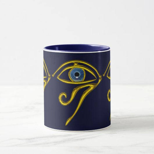 BLAUW TALISMAN/GOLD HORUS EYE MOK (Midden)