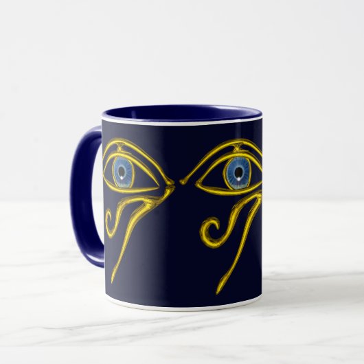 BLAUW TALISMAN/GOLD HORUS EYE MOK (Voorkant links)
