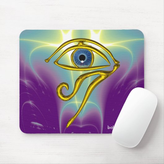 BLAUW TALISMAN/GOLD HORUS EYE MUISMAT (Met muis)