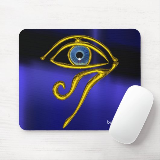 BLAUW TALISMAN/GOLD HORUS EYE MUISMAT (Met muis)