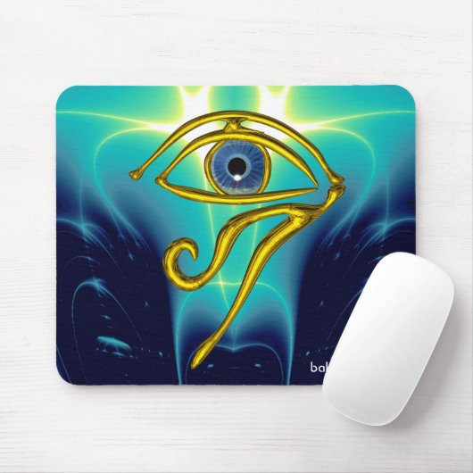 BLAUW TALISMAN/GOLD HORUS EYE MUISMAT (Met muis)
