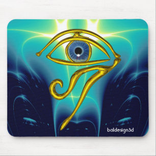 BLAUW TALISMAN/GOLD HORUS EYE MUISMAT