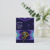 BLAUW TALISMAN, GOLD HORUS EYE paars violet roze Visitekaartje (Staand voorkant)