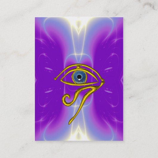 BLAUW TALISMAN, GOLD HORUS EYE paars violet roze Visitekaartje (Achterkant)