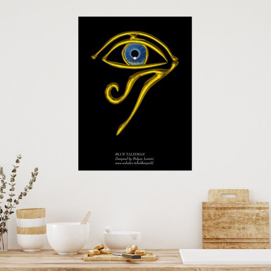 BLAUW TALISMAN/GOLD HORUS EYE POSTER (Keuken)