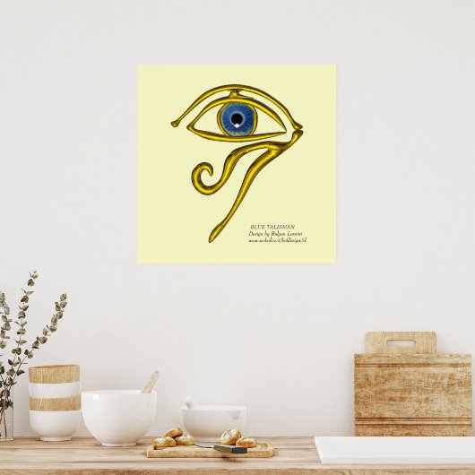 BLAUW TALISMAN/GOLD HORUS EYE POSTER (Keuken)