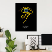 BLAUW TALISMAN/GOLD HORUS EYE POSTER (Thuiskantoor)