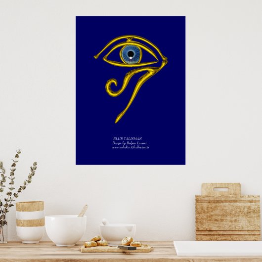 BLAUW TALISMAN/GOLD HORUS EYE POSTER (Keuken)