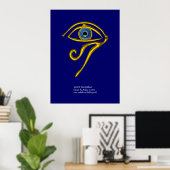 BLAUW TALISMAN/GOLD HORUS EYE POSTER (Thuiskantoor)