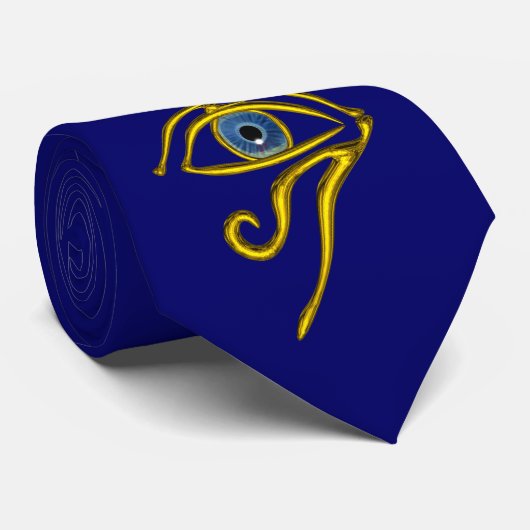 BLAUW TALISMAN/GOLD HORUS EYE STROPDAS (Opgerold)