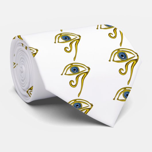 BLAUW TALISMAN/GOLD HORUS EYE STROPDAS (Opgerold)