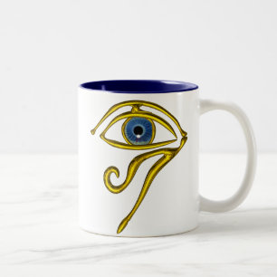 BLAUW TALISMAN/GOLD HORUS EYE TWEEKLEURIGE KOFFIEMOK