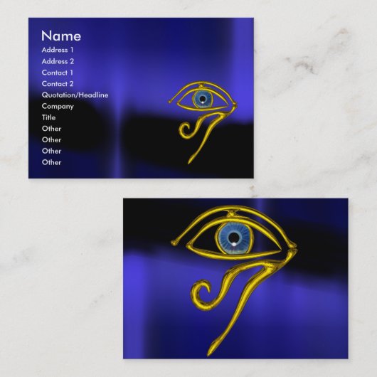 BLAUW TALISMAN/GOLD HORUS EYE VISITEKAARTJE (Voorkant / Achterkant)
