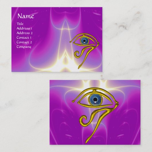 BLAUW TALISMAN, GOUD HORUS EYE Paarse Violet Roze Visitekaartje (Voorkant / Achterkant)