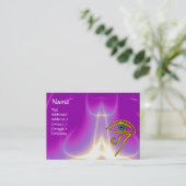 BLAUW TALISMAN, GOUD HORUS EYE Paarse Violet Roze Visitekaartje (Staand voorkant)