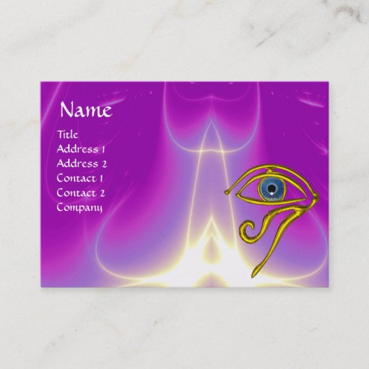 BLAUW TALISMAN, GOUD HORUS EYE Paarse Violet Roze Visitekaartje (Voorkant)
