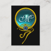 BLAUW TALISMAN, GOUD HORUS OOG AQUAMARIJN MONOGRAM VISITEKAARTJE (Achterkant)