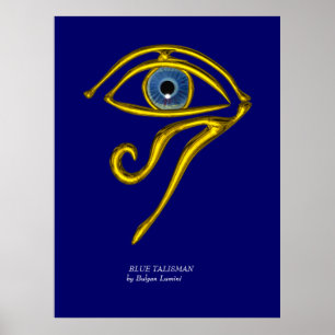 BLAUW TALISMAN / GOUD HORUS OOG POSTER