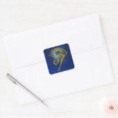 BLAUW TALISMAN, GOUDEN HORUS OOG VIERKANTE STICKER (Envelop)
