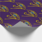 BLAUW TALISMAN HORUS EYE Goud Paarse Patroon Cadeaupapier (Hoek)