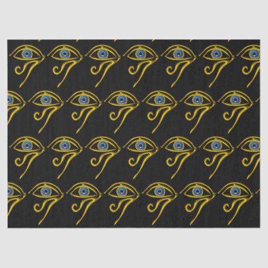 BLAUW TALISMAN HORUS EYE Goud Zwart Egyptisch Patr Tissuepapier (Voorkant)