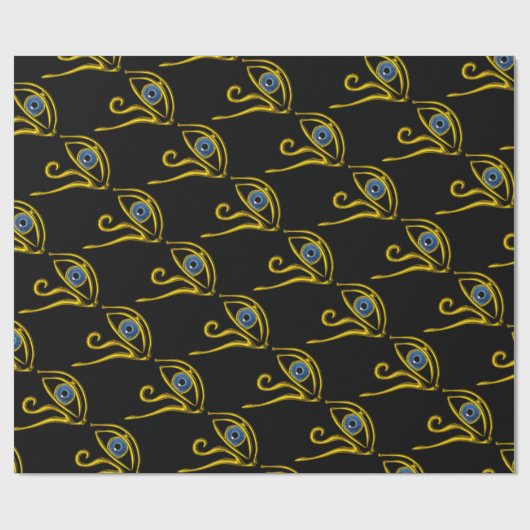 BLAUW TALISMAN / HORUS EYE Goud Zwart Patroon Cadeaupapier (Vlak)