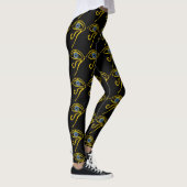 BLAUW TALISMAN, HORUS EYE Goud Zwart Patroon Leggings (Rechts)