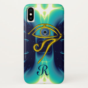 BLAUW TALISMAN MONOGRAAM  Teal, Turkoois Wit iPhone X Hoesje