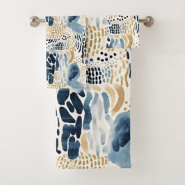 Blauw Tan Abstract Strand Bad Handdoek