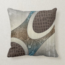 Blauw & Tan Abstracte Snakeskin Croc print Pillow