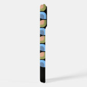 Blauw Tan Beige Groen Zwart Mideeuw Art Patroon iPhone Hoesje (Rechterkant)