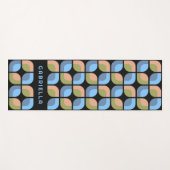 Blauw Tan Beige Groen Zwart Mideeuw Art Patroon Yogamat (Voorkant (horizontaal))