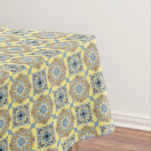 Blauw, tan, geel en bruine cirkels patroon tafelkleed (Voorbeeld)