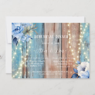 Blauw Tan Hout Bloemenverlichting repetitie diner Kaart
