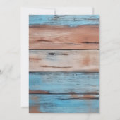 Blauw Tan Hout Lichten Bloemen Bruiloft Viering Kaart (Achterkant)