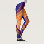 Blauw Tan Paarse wervelpatroon Leggings (Rechts)