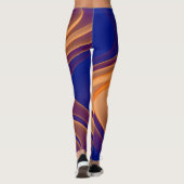 Blauw Tan Paarse wervelpatroon Leggings (Achterkant)