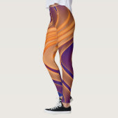 Blauw Tan Paarse wervelpatroon Leggings (Links)