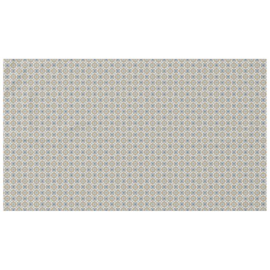 Blauw, tan, wit en bruin cirkels vierkant patroon tafelkleed (Voorkant (Horizontaal))