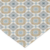 Blauw, tan, wit en bruin cirkels vierkant patroon tafelkleed (Gekanteld)