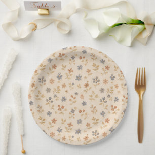 Blauw Tane Bloemige Rustieke Baby Shower Papieren Bordje