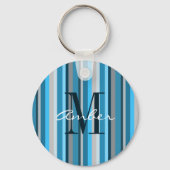 Blauw Tane Grijze Verticale Gepersonaliseerde Sleu Sleutelhanger (Voorkant)