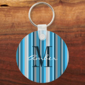 Blauw Tane Grijze Verticale Gepersonaliseerde Sleu Sleutelhanger (Voorkant)