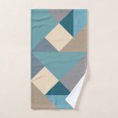 Blauw tangram patroon bad handdoek (Handdoek)