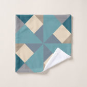 Blauw tangram patroon bad handdoek (Wasdoekje)